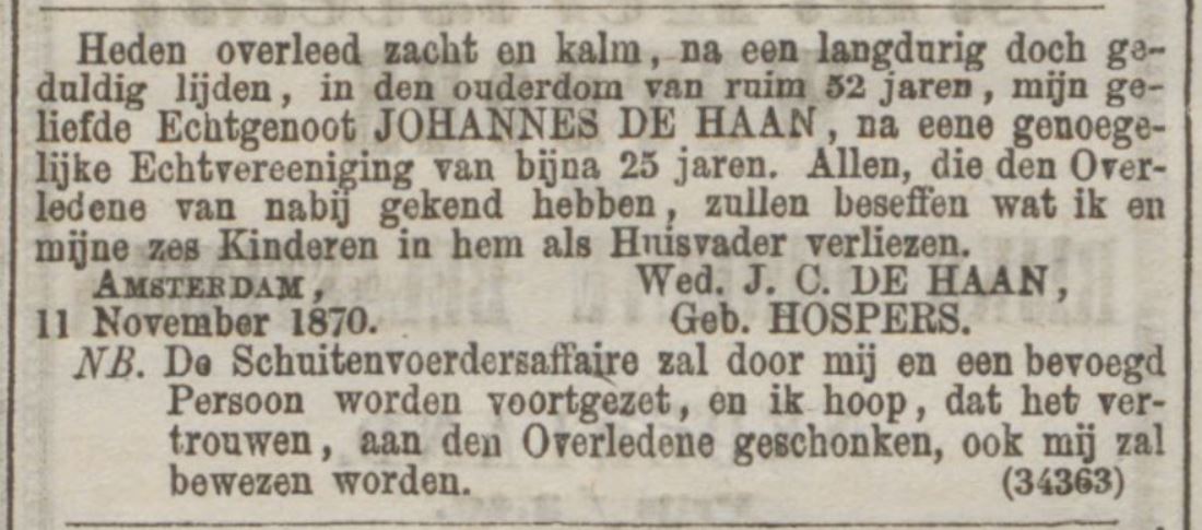 18701111overlijdensannoncejohannesdehaan_algemeenhandelsblad16november.jpg